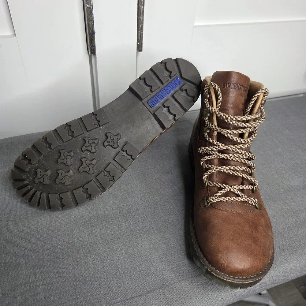Birkenstock Men's Brown Leather Lace-Up Hiking Ankle Boots Size 8 US / 41 EU